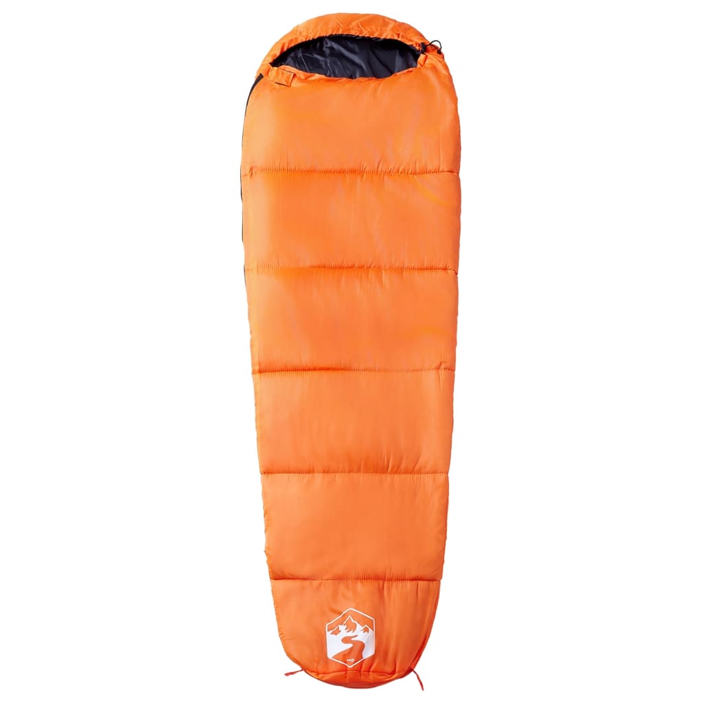 Oranje vidaXL mummie slaapzak voor volwassenen, met een comfortabele, gestroomlijnde vorm.