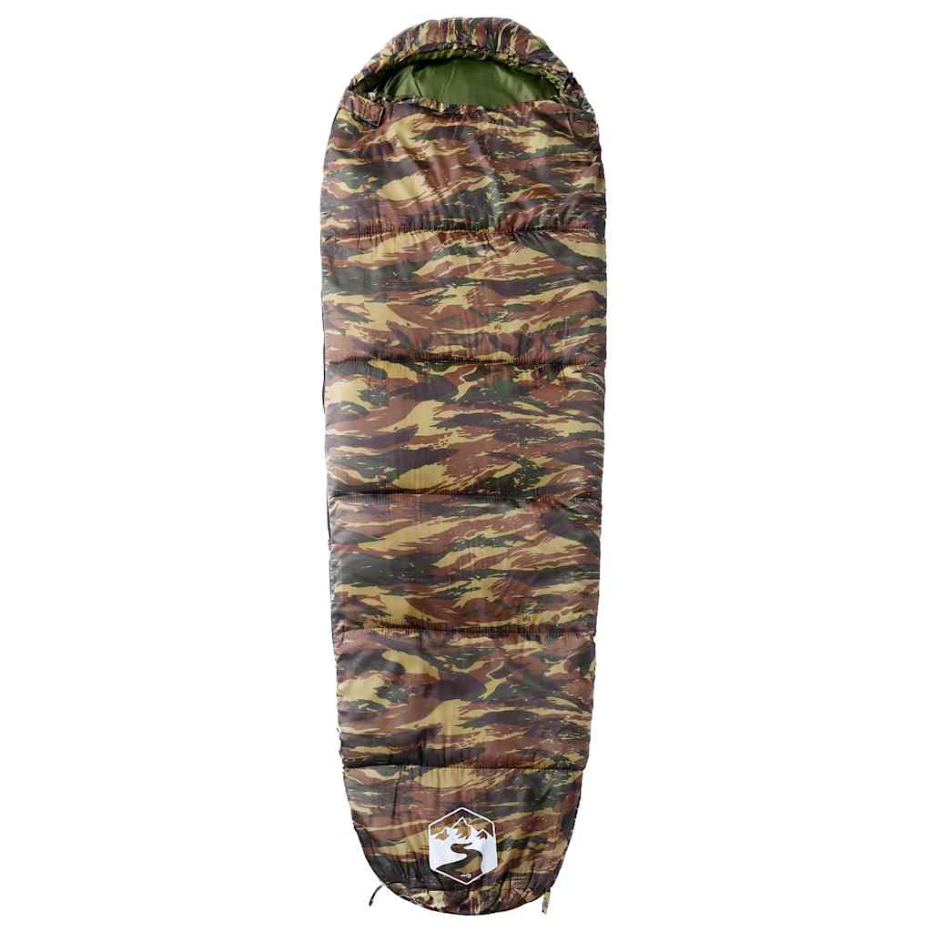 Mummie slaapzak van vidaXL in camouflageprint, bovenaanzicht met capuchon.