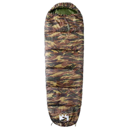 Mummie slaapzak van vidaXL in camouflageprint, bovenaanzicht met capuchon.