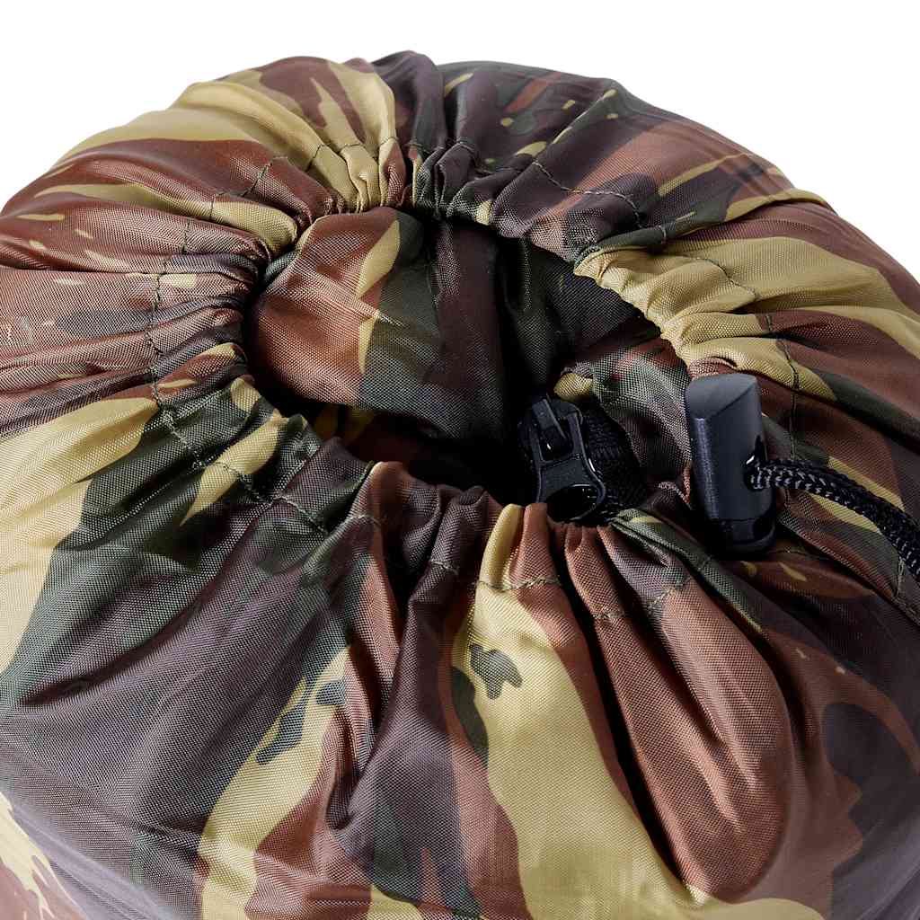 Detail van de opbergtas van de vidaXL mummie slaapzak in camouflagepatroon.
