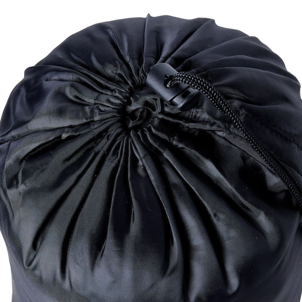 Detail van de zwarte mummie slaapzak van vidaXL, met trekkoord voor compacte opslag.