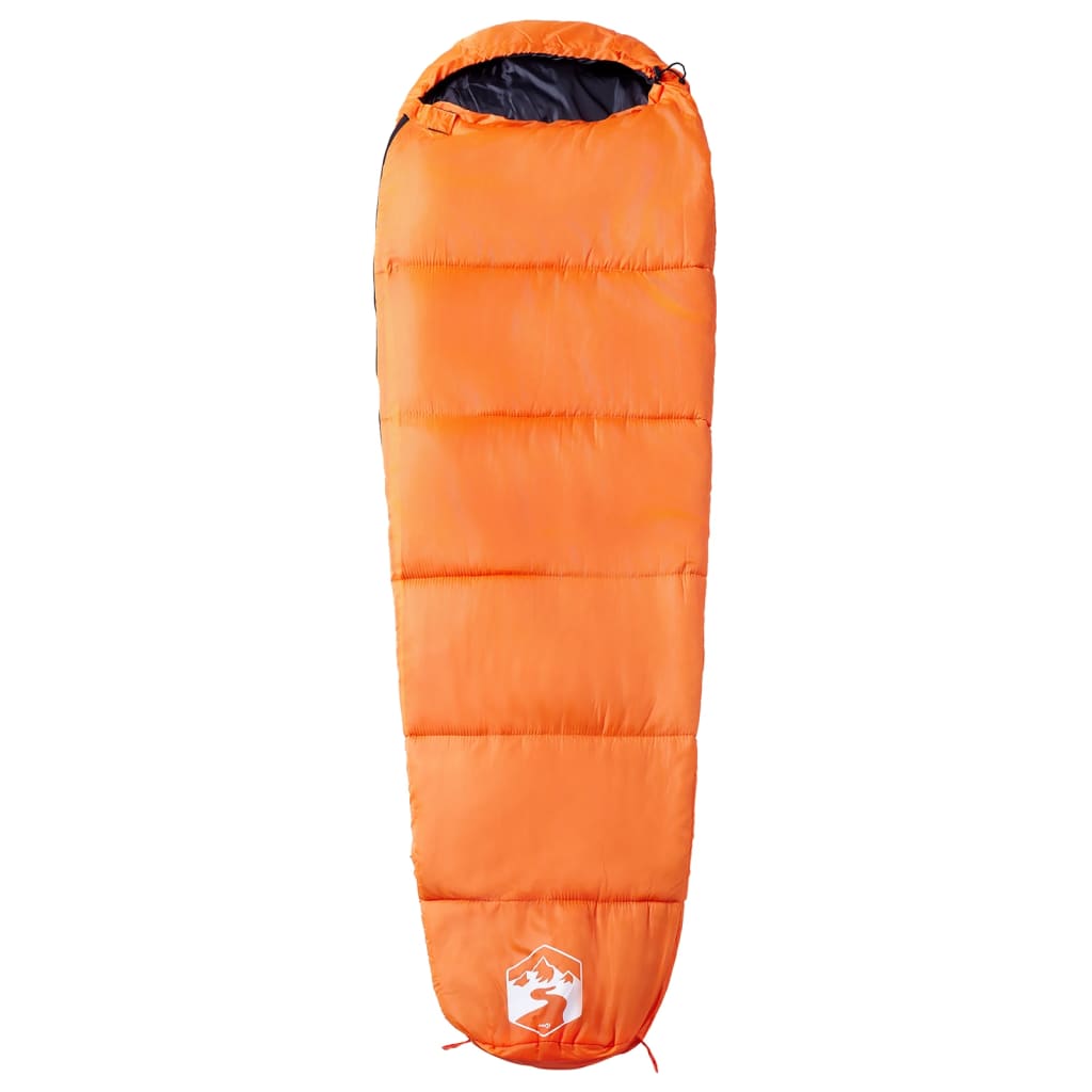 Oranje vidaXL mummie slaapzak met verstelbare capuchon, zijaanzicht.