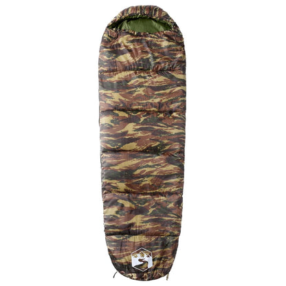 Mummie slaapzak van vidaXL in camouflagepatroon, bovenaanzicht met capuchon.