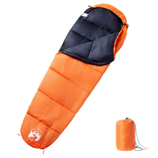 Oranje vidaXL mummie slaapzak voor volwassenen, met een comfortabele en warme pasvorm.