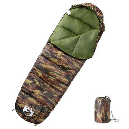 Mummie slaapzak van vidaXL in camouflagekleur, perfect voor 3-seizoenen gebruik.
