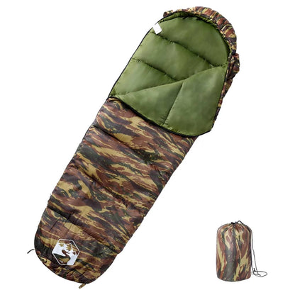 Mummie slaapzak van vidaXL in camouflagekleur, waterbestendig met trekkoord capuchon.