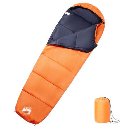 Oranje vidaXL mummie slaapzak voor volwassenen, geschikt voor drie seizoenen.