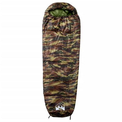 Mummie slaapzak van vidaXL in camouflagekleur met trekkoord en opstaande kraag.