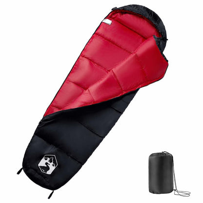 VidaXL mummie slaapzak in zwart en rood, waterbestendig en lichtgewicht ontwerp.