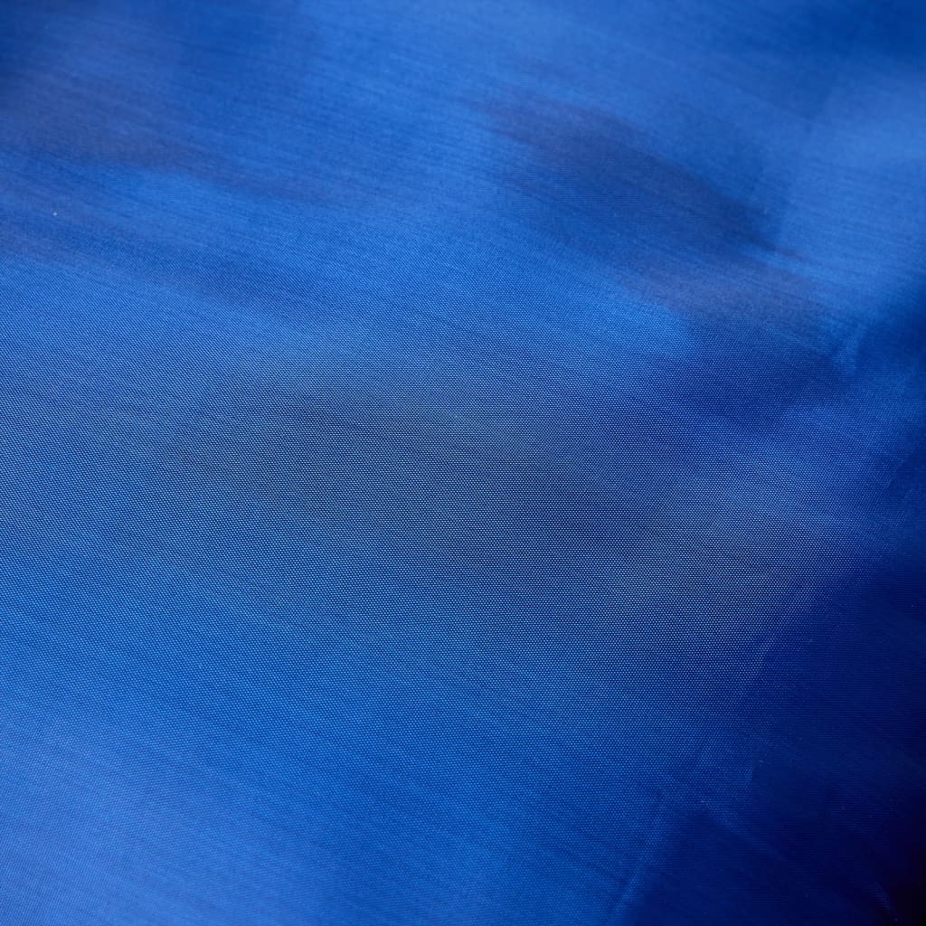 Detail van de blauwe polyester buitenlaag van de vidaXL mummie slaapzak.