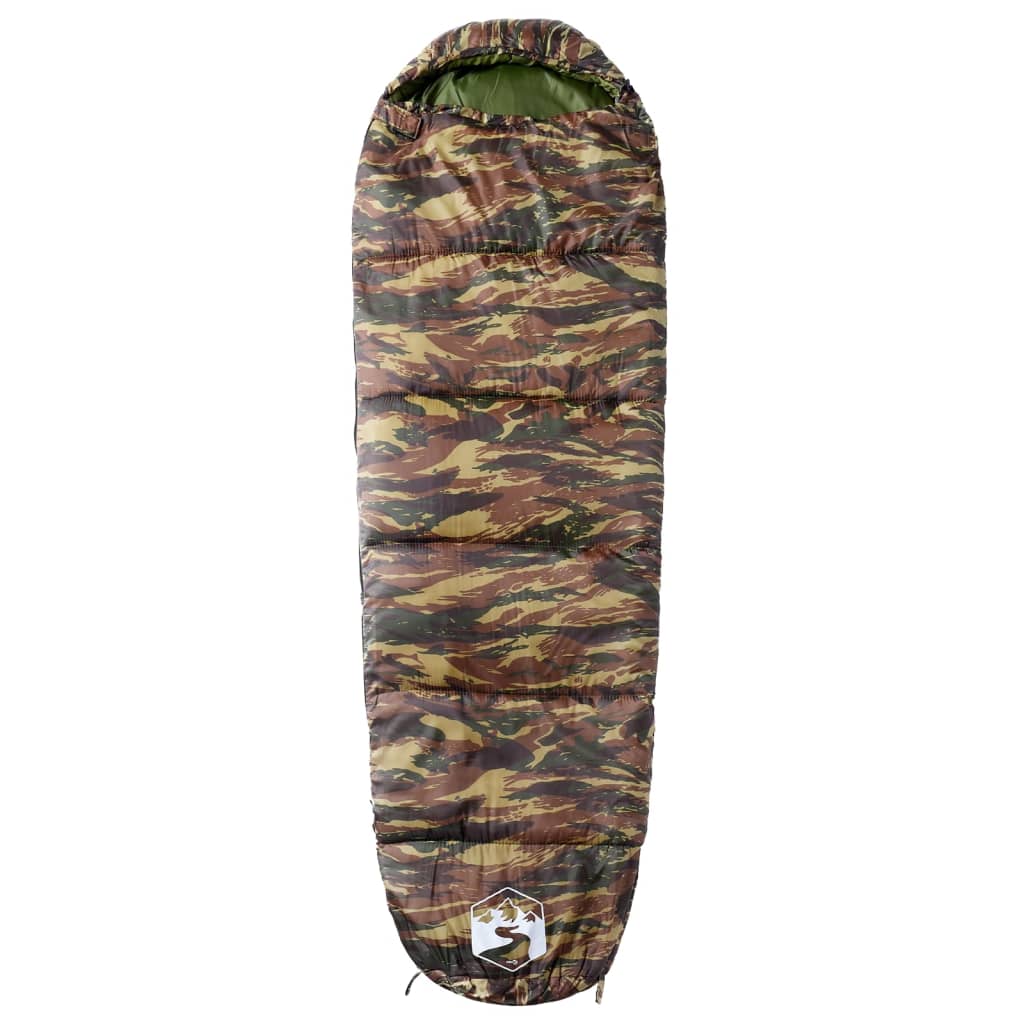 Mummie slaapzak van vidaXL in camouflageprint, bovenaanzicht met capuchon.