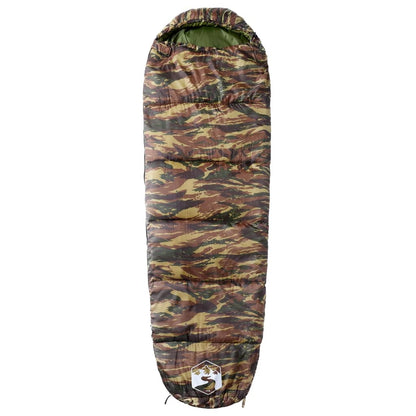 Mummie slaapzak van vidaXL in camouflageprint, bovenaanzicht met capuchon.