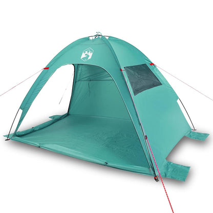 Detail van de vidaXL waterdichte strandtent in zeegroen met zijraam.