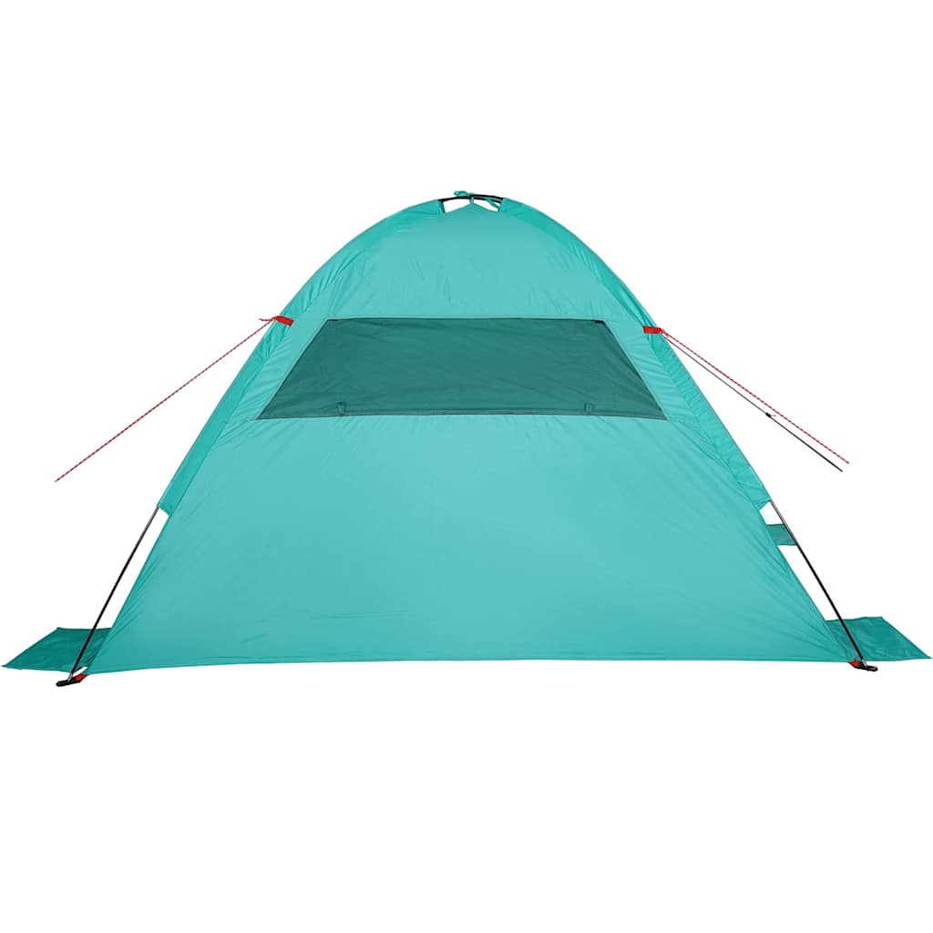 Detail van de zeegroene vidaXL strandtent met gaasventilatie en stabiliteitslijnen.