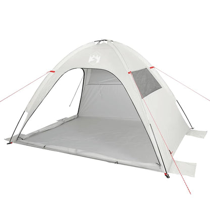 Detail van de grijze vidaXL strandtent met open voorkant en waterdichte stof.
