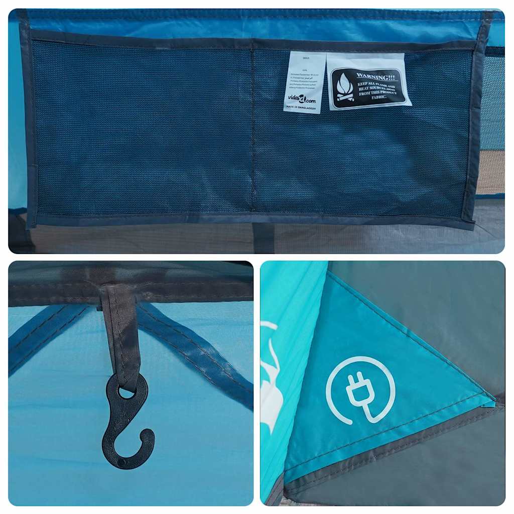 Detail van de binnenkant van de vidaXL 2-persoons tent met opbergvak en haak.