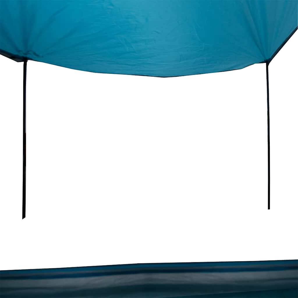 Detail van de blauwe vidaXL tent met koningsstokken voor een handige luifel.