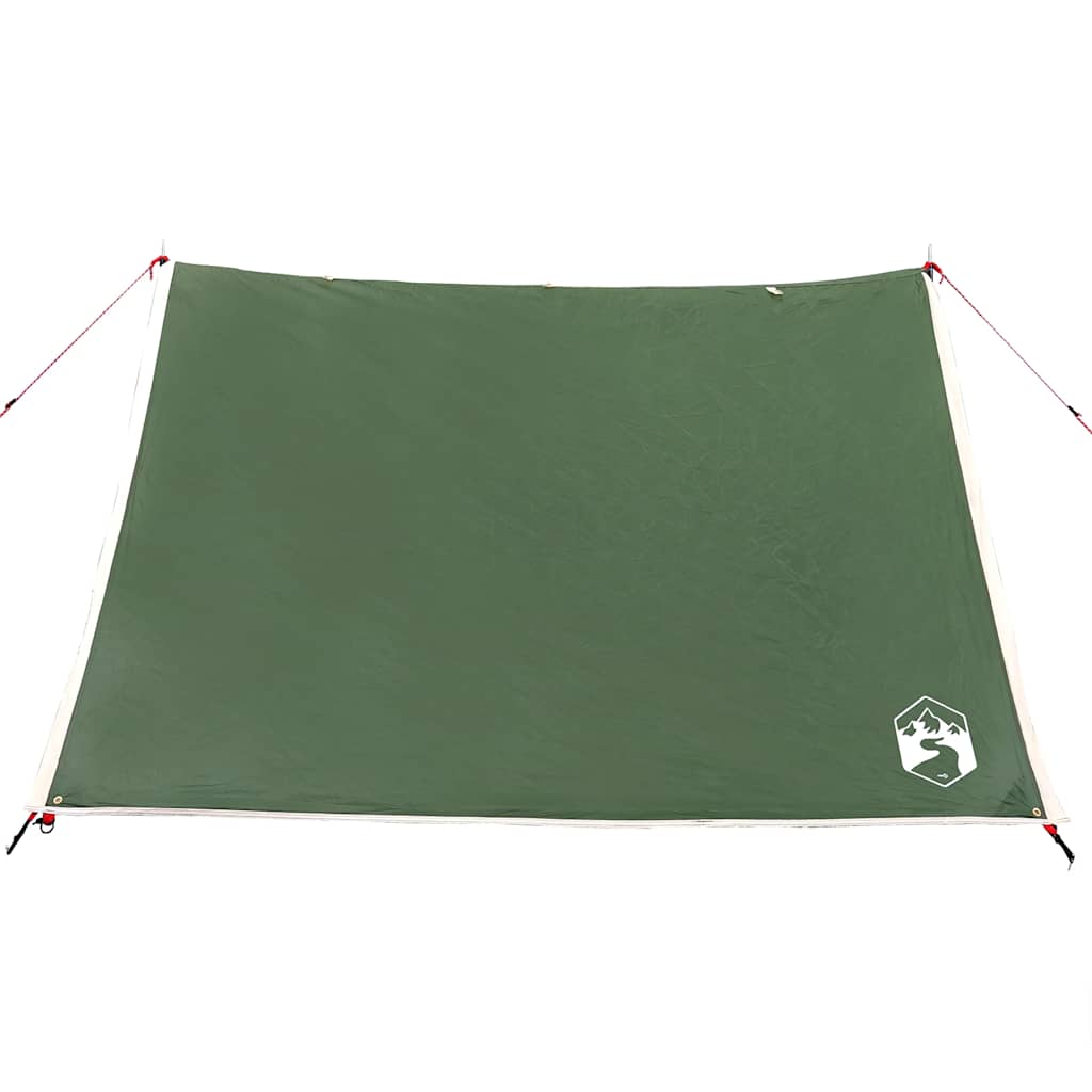 Detail van de groene vidaXL tent met waterdichte luifel en logo.