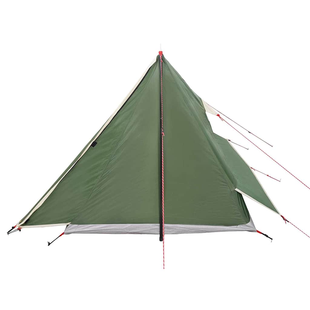Zijaanzicht van de vidaXL 2-persoons tent in groen, met uitklapbare luifel.