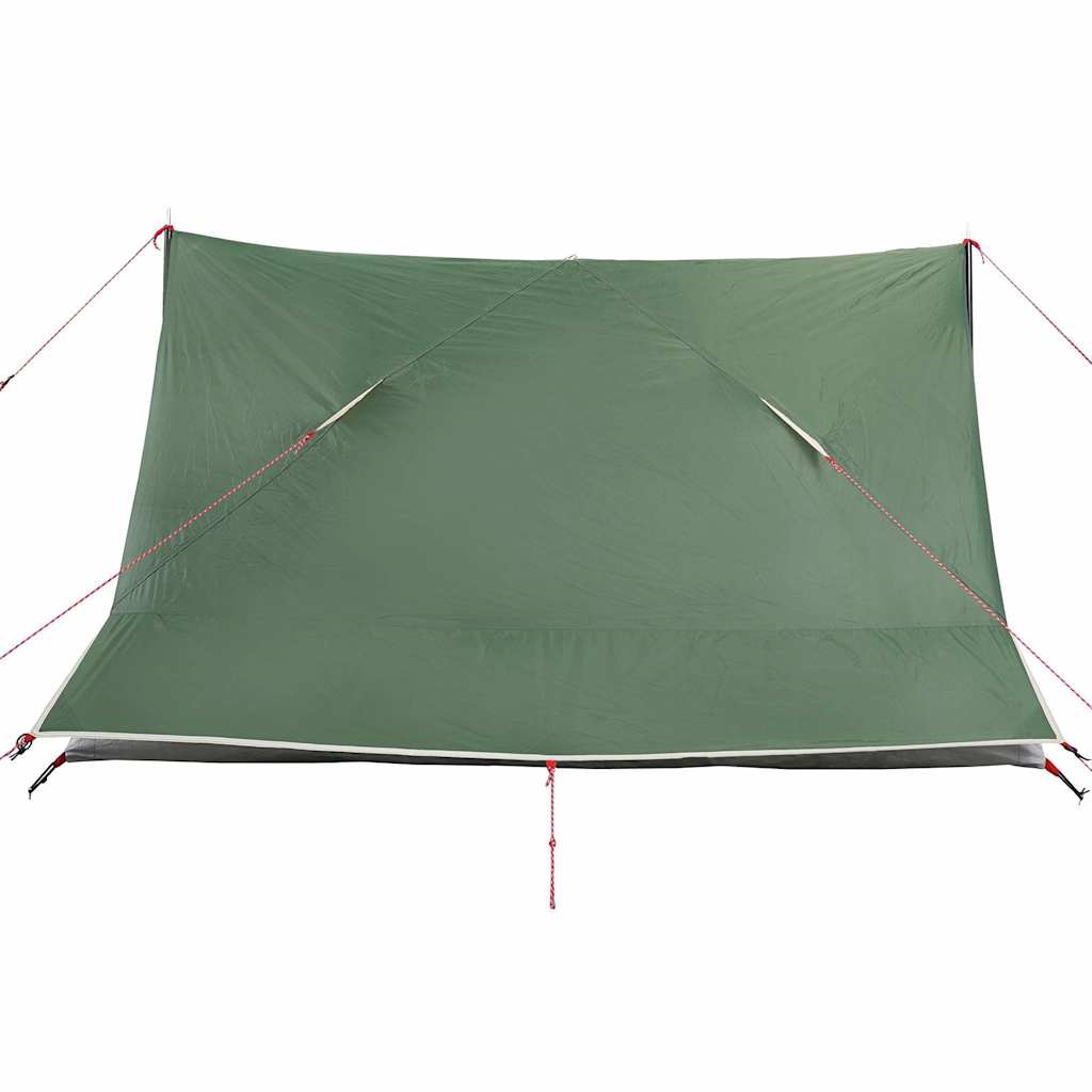 Detail van de groene vidaXL tent met waterdicht ontwerp en bevestigingslijnen.