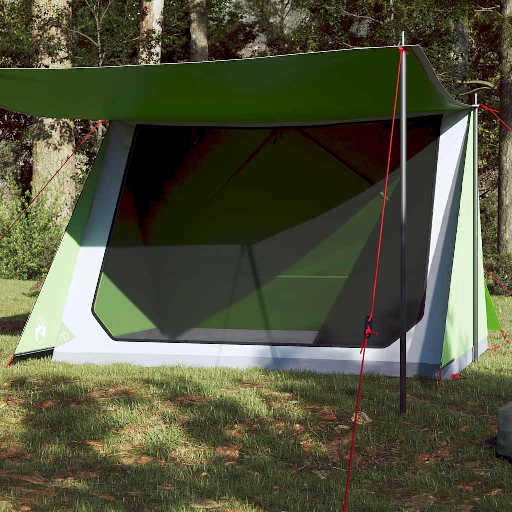 Groene vidaXL 2-persoons tent met luifel, zijaanzicht in de natuur.