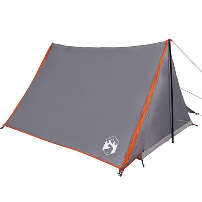 Detail van de grijs-oranje vidaXL tent met waterdichte buitenkant en stevige stokken.