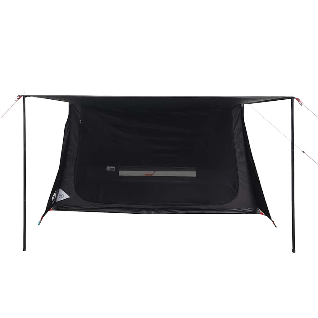Detail van de verduisterende luifel van de vidaXL 2-persoons tent in zwart.
