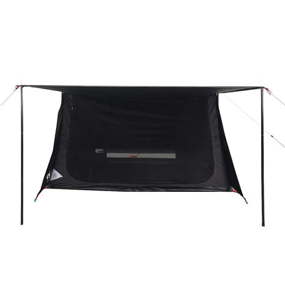 Detail van de verduisterende luifel van de vidaXL 2-persoons tent in zwart.