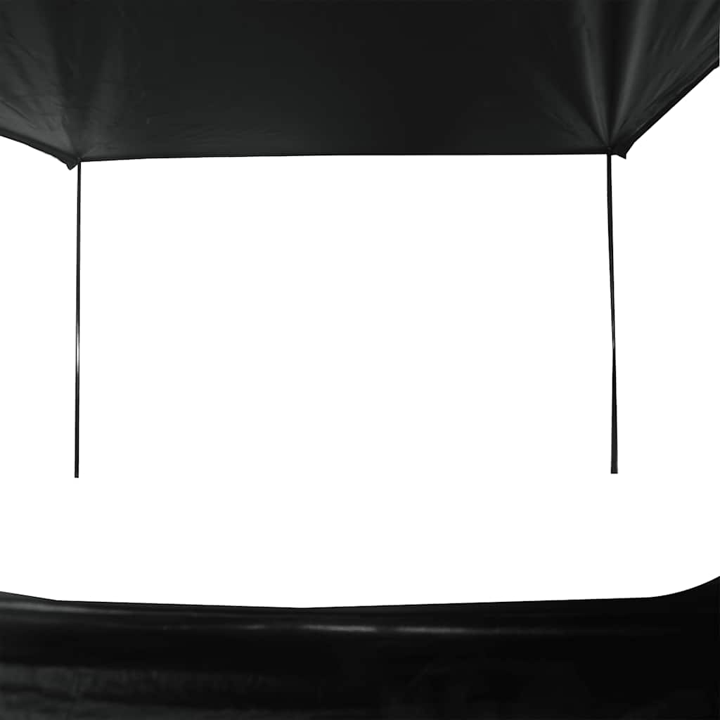 Detail van de zwarte luifel van de vidaXL 2-persoons tent met koningsstokken.