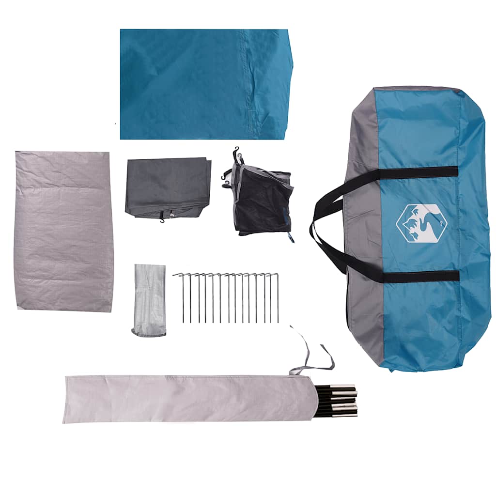 Detail van de accessoires en tentonderdelen van de vidaXL 8-persoons waterdichte tent.