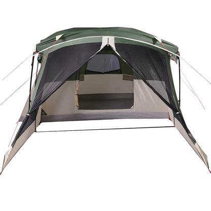 Detail van de vidaXL tent met luifel, zijaanzicht met open ingang en ventilatie.