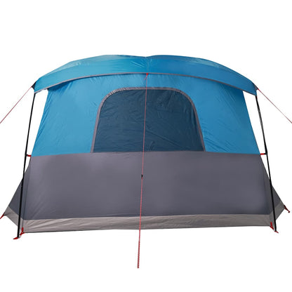 Detail van de achterzijde van de vidaXL 4-persoons tent met luifel in blauw.