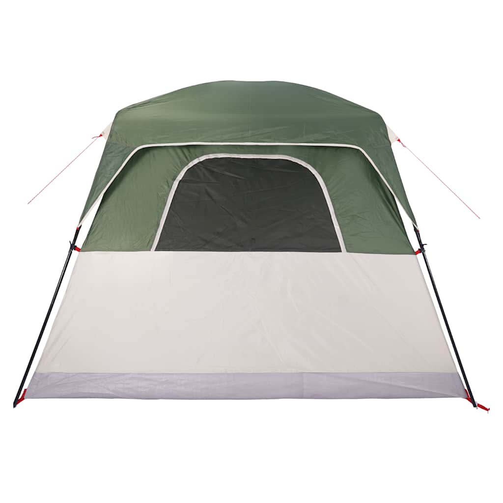 Detail van de vidaXL 4-persoons tent in groen, zijaanzicht met open ingang.