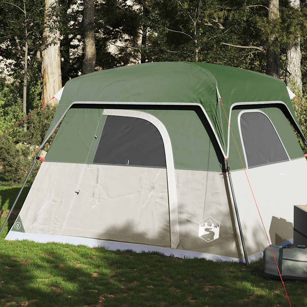 Groene vidaXL 4-persoons tent met waterdichte buitenkant, opgesteld in de natuur.
