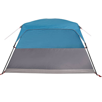 Detail van de waterdichte tent vidaXL in blauw met grijze onderzijde, zijaanzicht.