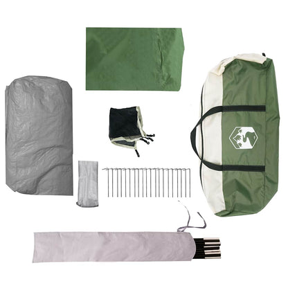 Detail van de accessoires van de vidaXL 6-persoons gezinstent in groen en grijs.