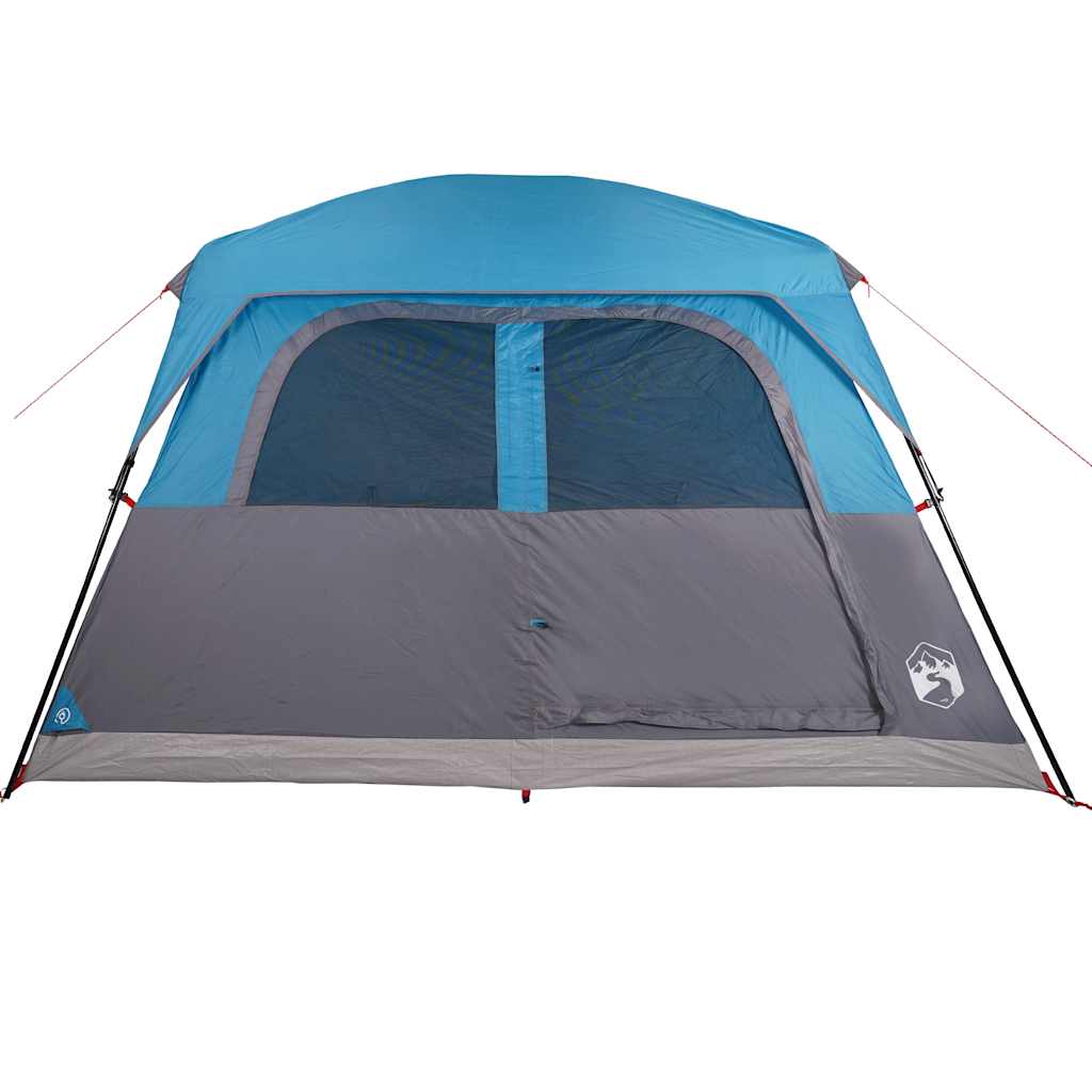 Detail van de vidaXL 6-persoons tent, blauw met gaaswanden voor ventilatie.