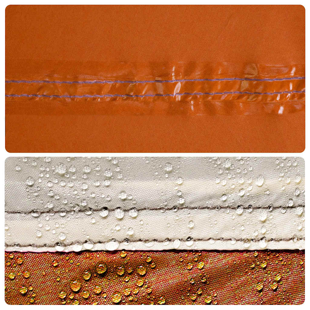 Detail van de waterdichte naden van de vidaXL 6-persoons tent in oranje.