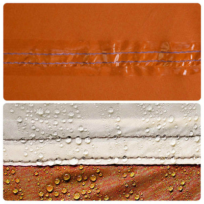Detail van de waterdichte naden van de vidaXL 6-persoons tent in oranje.