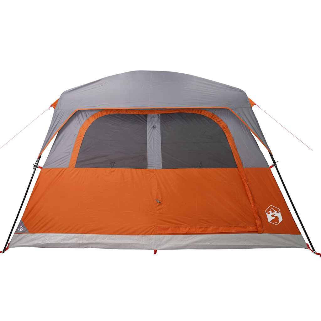 Detail van de vidaXL 6-persoons tent in oranje met gaaswanden voor ventilatie.
