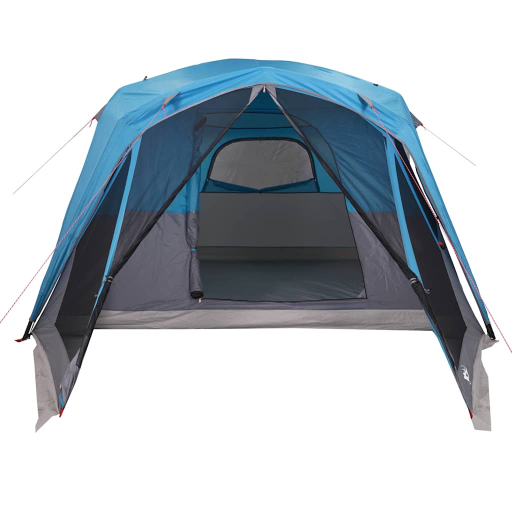 Zijaanzicht van de vidaXL 6-persoons tent met luifel in blauw.