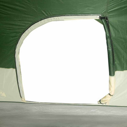 Detail van de groene vidaXL koepeltent met een open deur voor toegang.