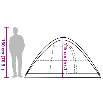 Zijaanzicht van de vidaXL koepeltent met afmetingen en hoogte-indicatie.
