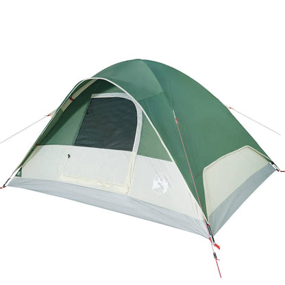 Detail van de vidaXL 6-persoons koepeltent in groen, zijaanzicht met ventilatierooster.