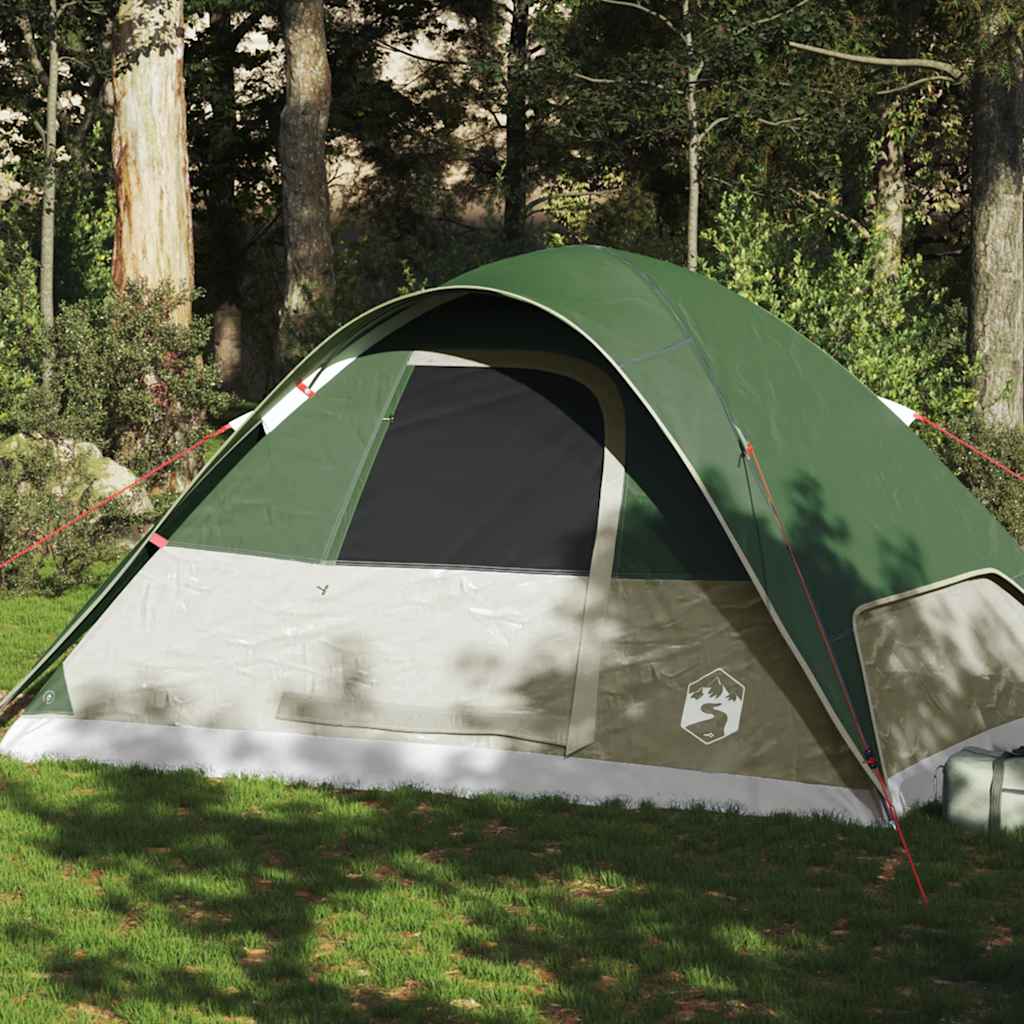 Koepeltent vidaXL 6-persoons in groen, met waterdichte constructie en ventilatierooster.