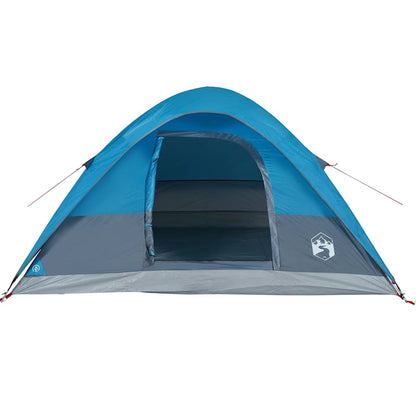Zijaanzicht van de vidaXL 6-persoons koepeltent in blauw met open ingang.