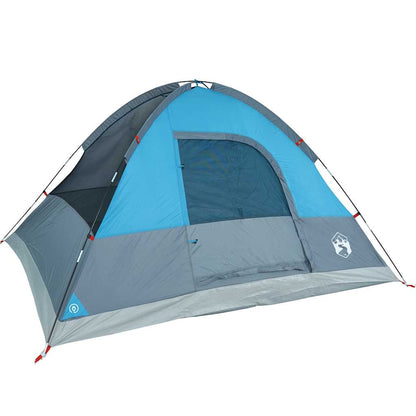 Zijaanzicht van de vidaXL koepeltent in blauw met een waterdichte constructie.