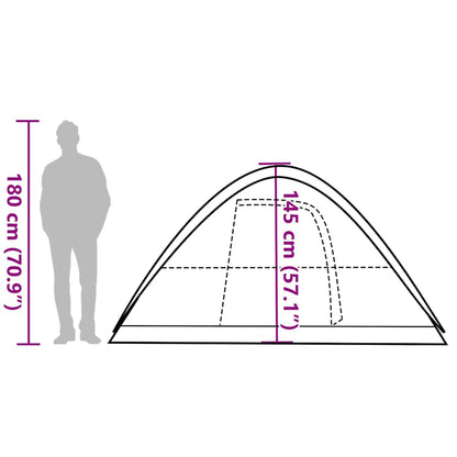 Zijaanzicht van de vidaXL koepeltent met afmetingen en hoogte-informatie.