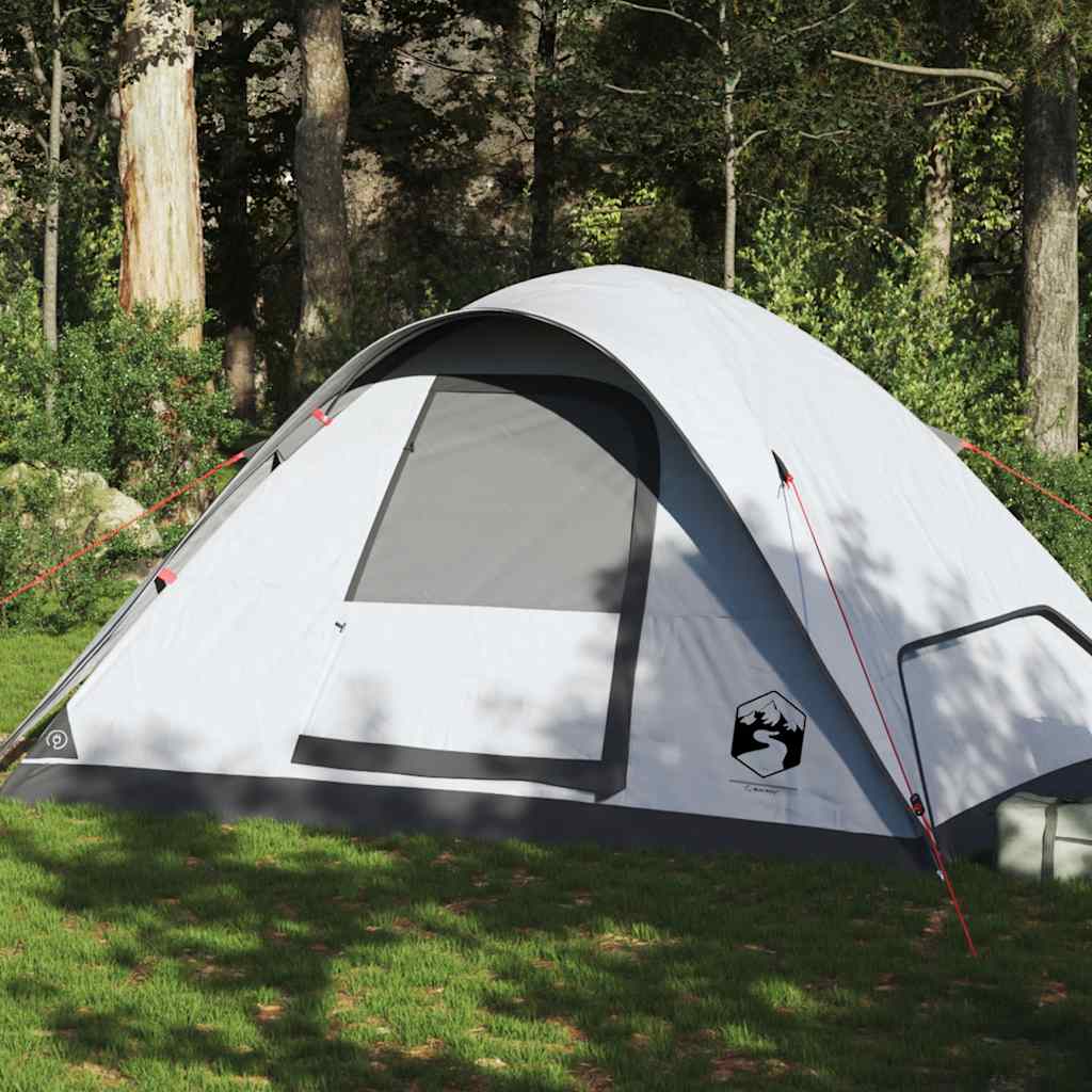 vidaXL koepeltent voor 6 personen in wit, waterdicht met verduisterend doek in bosrijke omgeving