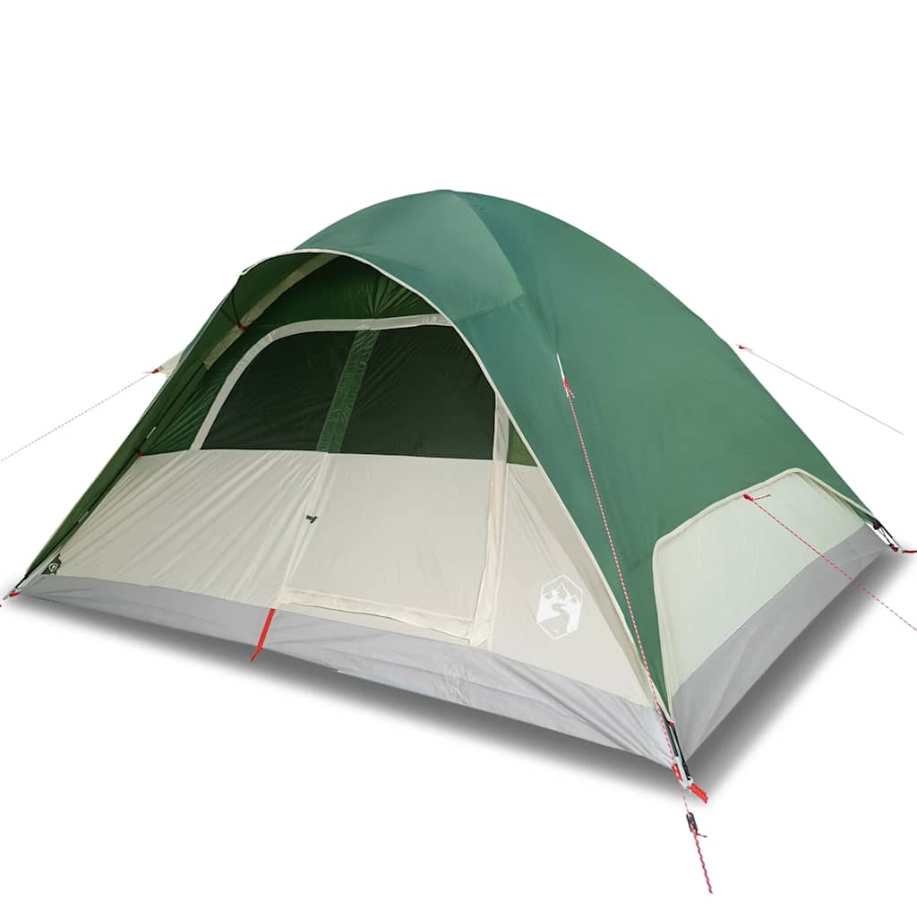 Zijaanzicht van de vidaXL koepeltent in groen met waterdichte bekleding.